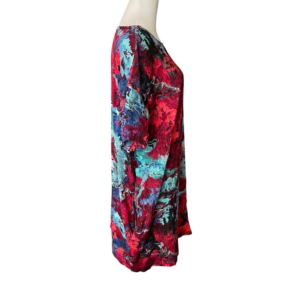 The Kit Womens Small Tunic Mini Dress Short Sleeve Boxy Watercolor Print Pockets - Picture 9 of 10